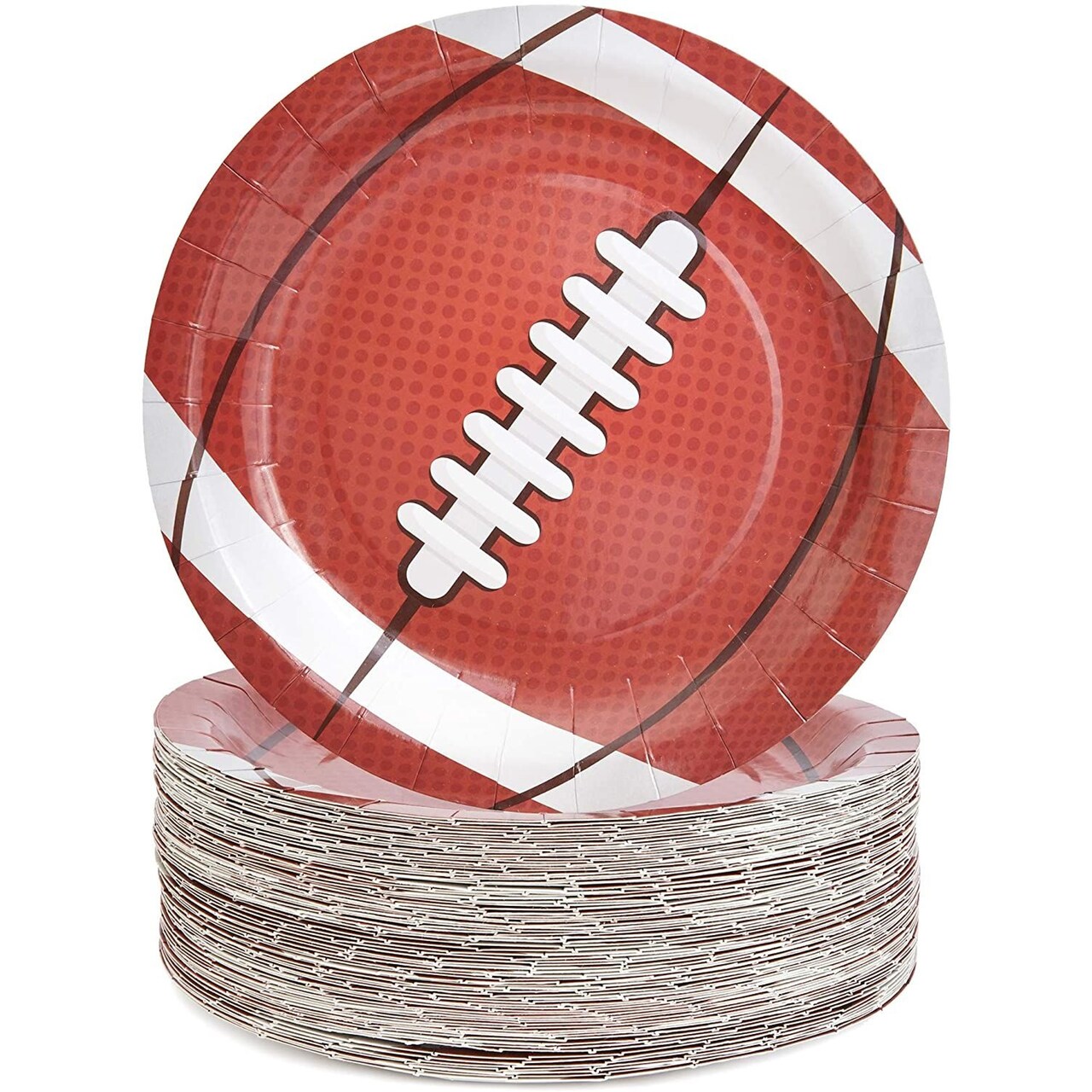 80-Pack Football Party Paper Plates - Sports-Themed Birthdays and Events, Tailgate Party Supplies (9 In)